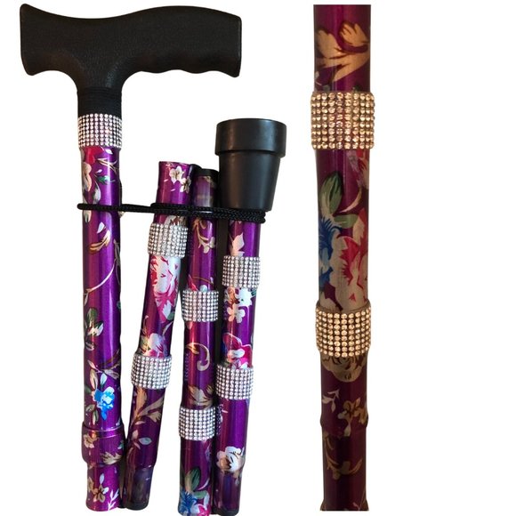 Purple Floral Diamond Cane - Picture 3 of 7